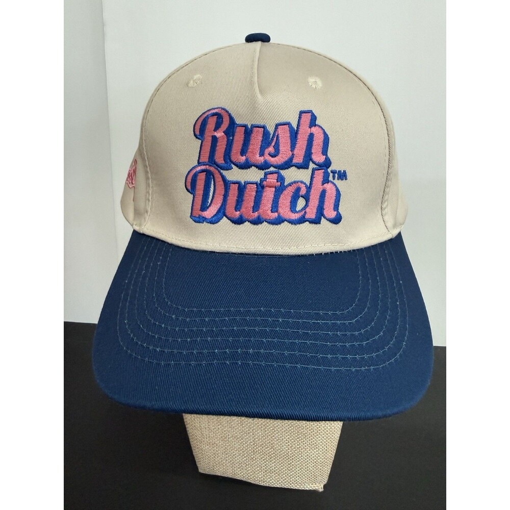 Vintage Rush Dutch Snapback Hat Cream Blue Pink Embroidered 1991 Streetwear Cap
